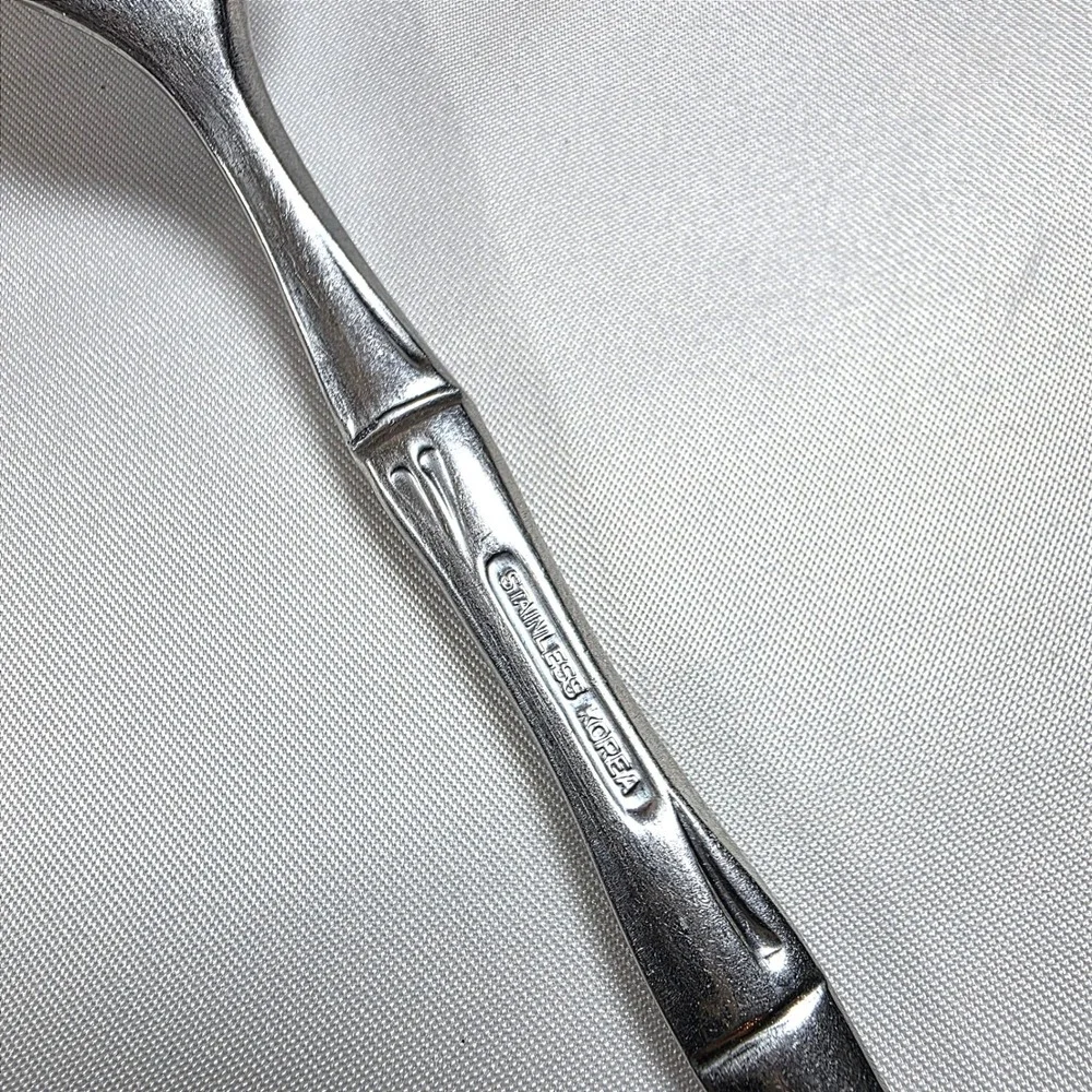 Vintage Faux Bamboo Stainless Steel Forks Set of 5 Korea Silver Flatware MCM